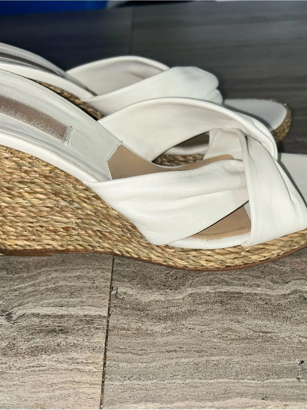Michael Kors Cream Twisted-Strap Espadrille Wedge Sandals
